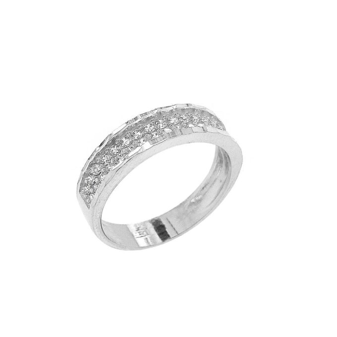 טבעת בשיבוץ זרקונים בשילוב | חיתוכי לזייר | בזהב צהוב / אדום / לבן | 14k | דגם לוקה